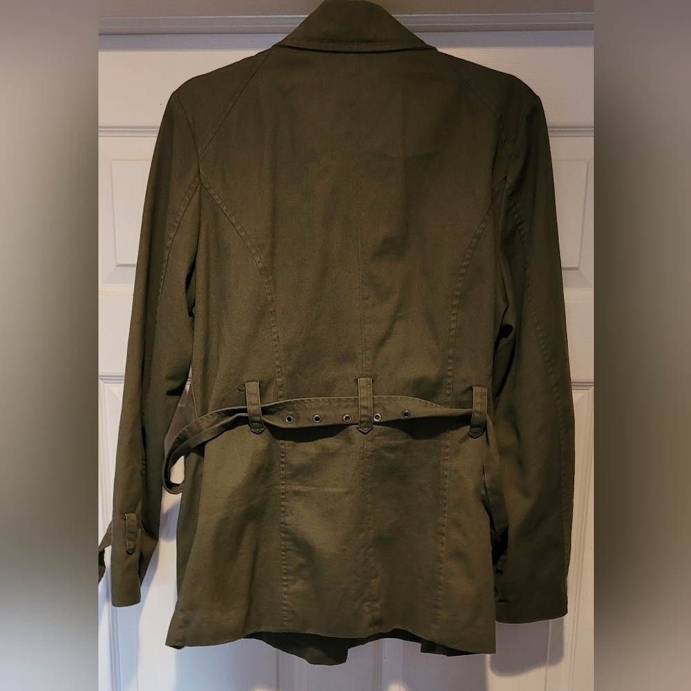 Kenneth Cole Reaction $248 Women's Army Green Full Zip Lined Button Up Coat Lrg. - Picture 6 of 12